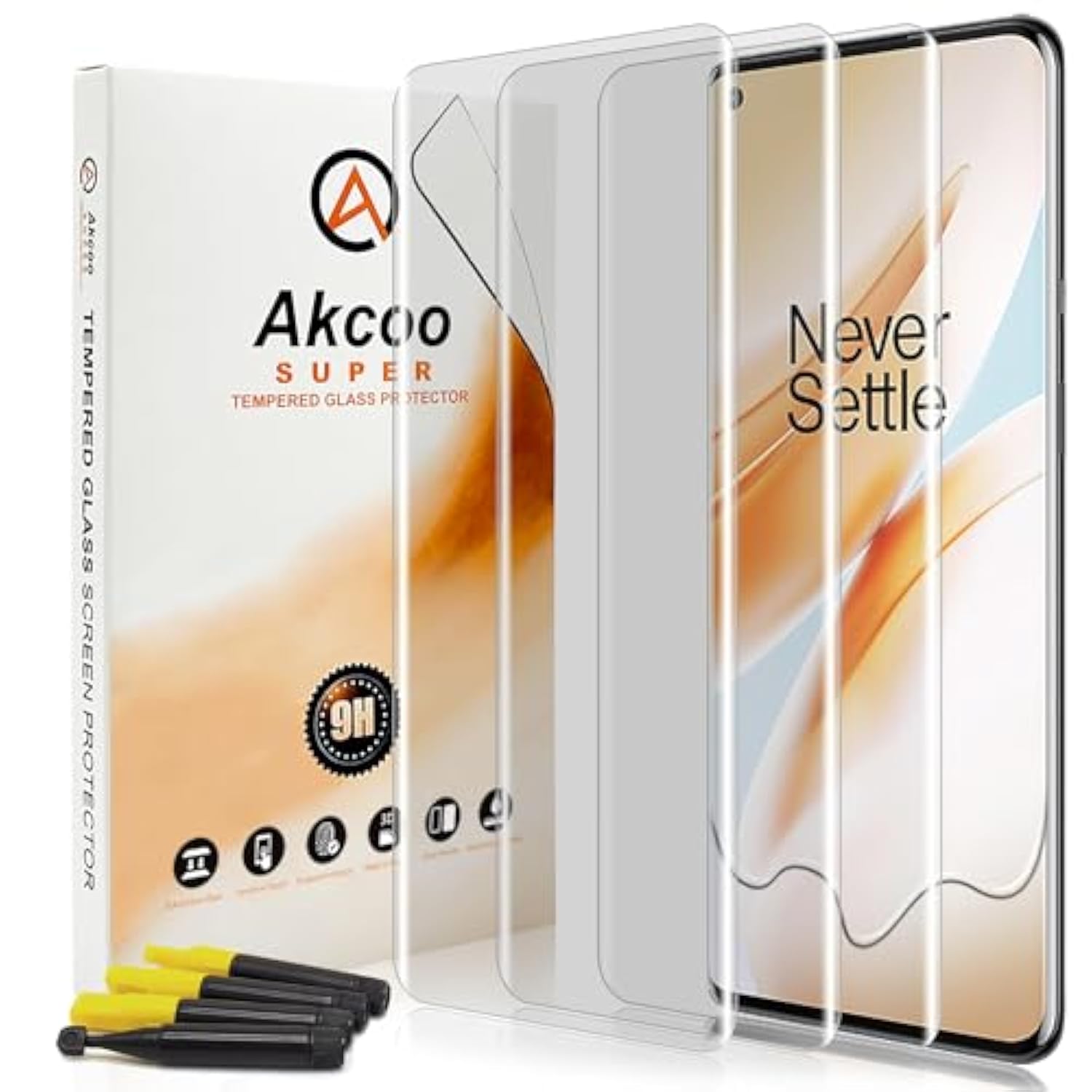 Screen Protector For Oneplus 8 Pro, Tempered Glass Uv Set - 3 Pack, Edge To Edge Full Protection, 9H Scratch Resistant, Sensitive Touch