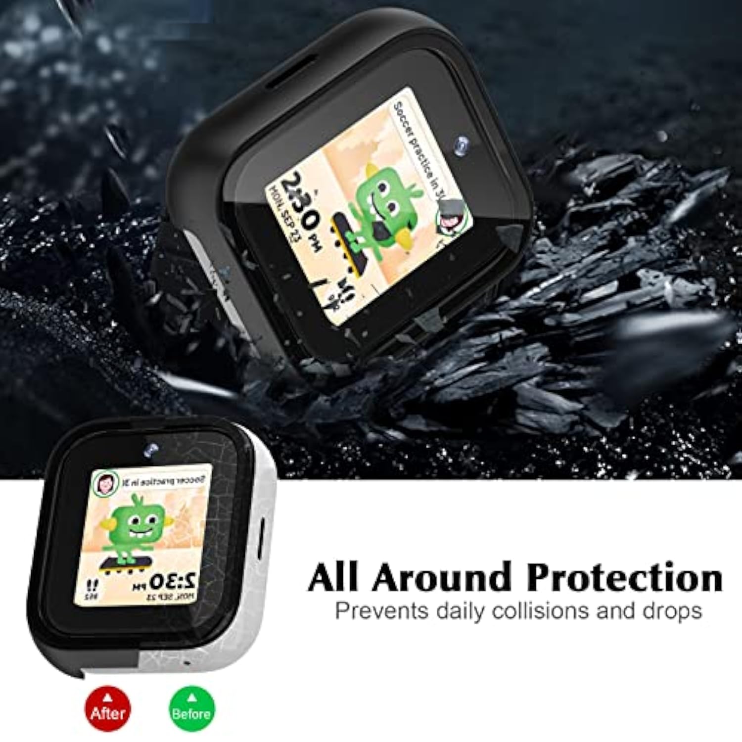 2 Pack Case Compatible With Tmobile Syncup Kids Watch Screen Protector, Hard Pc Case With Tempered Glass For Syncup Kids Watch Accessories Black