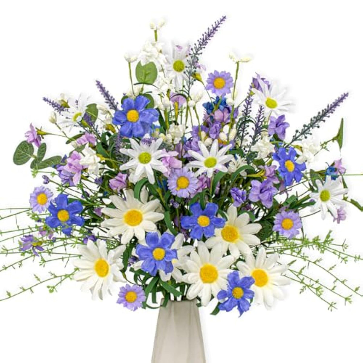12 Pcs Artificial Spring Flowers Blue Rustic Blue And White Artificial Flowers Wildflower Floral Stems With Daffodils Daisy Flower Picks For Vase Table Centerpieces Kitchen Spring Decor