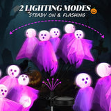 4 Pack Halloween Decorations Outdoor, Solar Scary Ghosts Lights, Purple