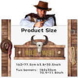 West Cowboy Party Door Decoration Wild West Party Decoration Cowboy Door Banner Hanging Supplies Western Themed Saloon Banner For Western Rustic Bar Photo Booth Props Favor