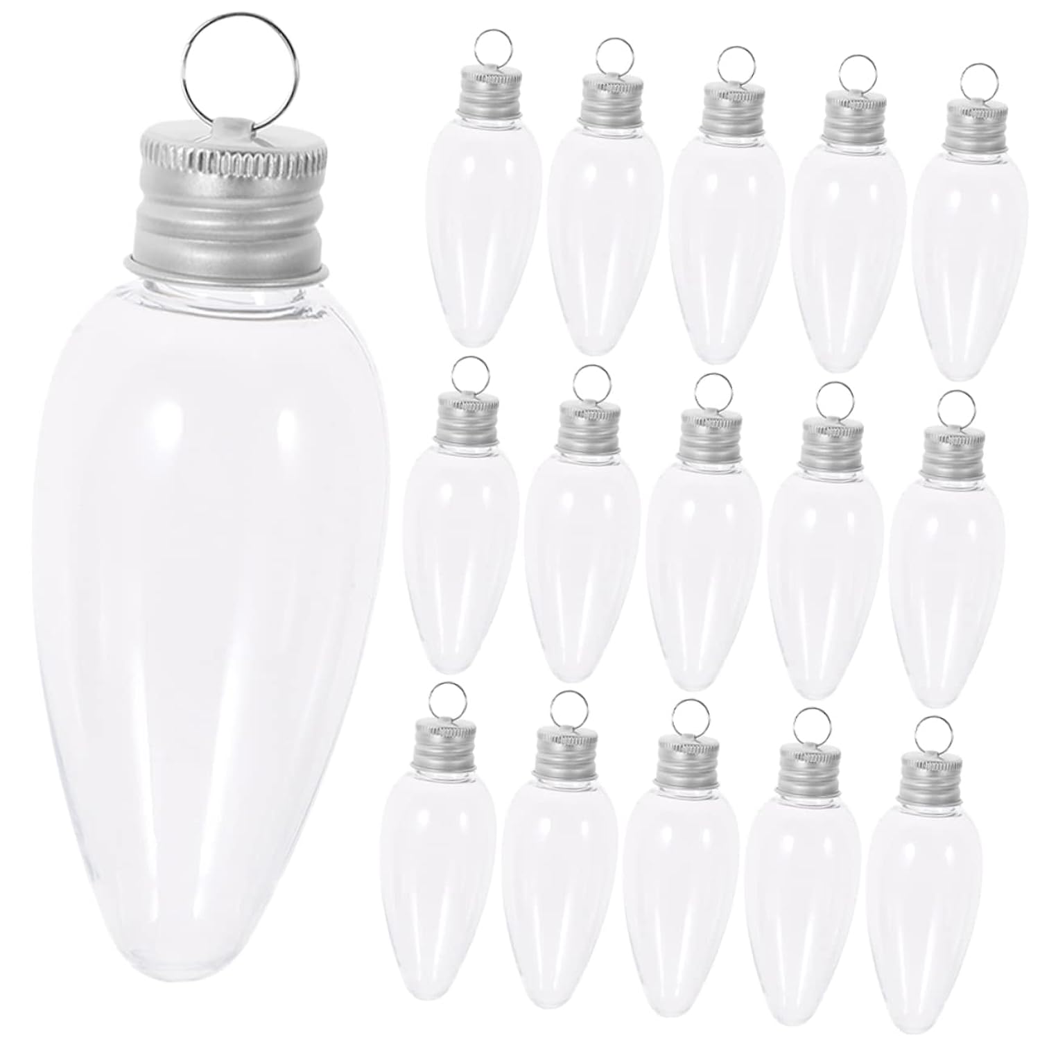 Small Light Bulb Candy Bottle Ornament Container Cajitas De Para Stocking Stuffer Hanging Light Fillable Bulb Clear Christmas Baubles Candy 24Pcs