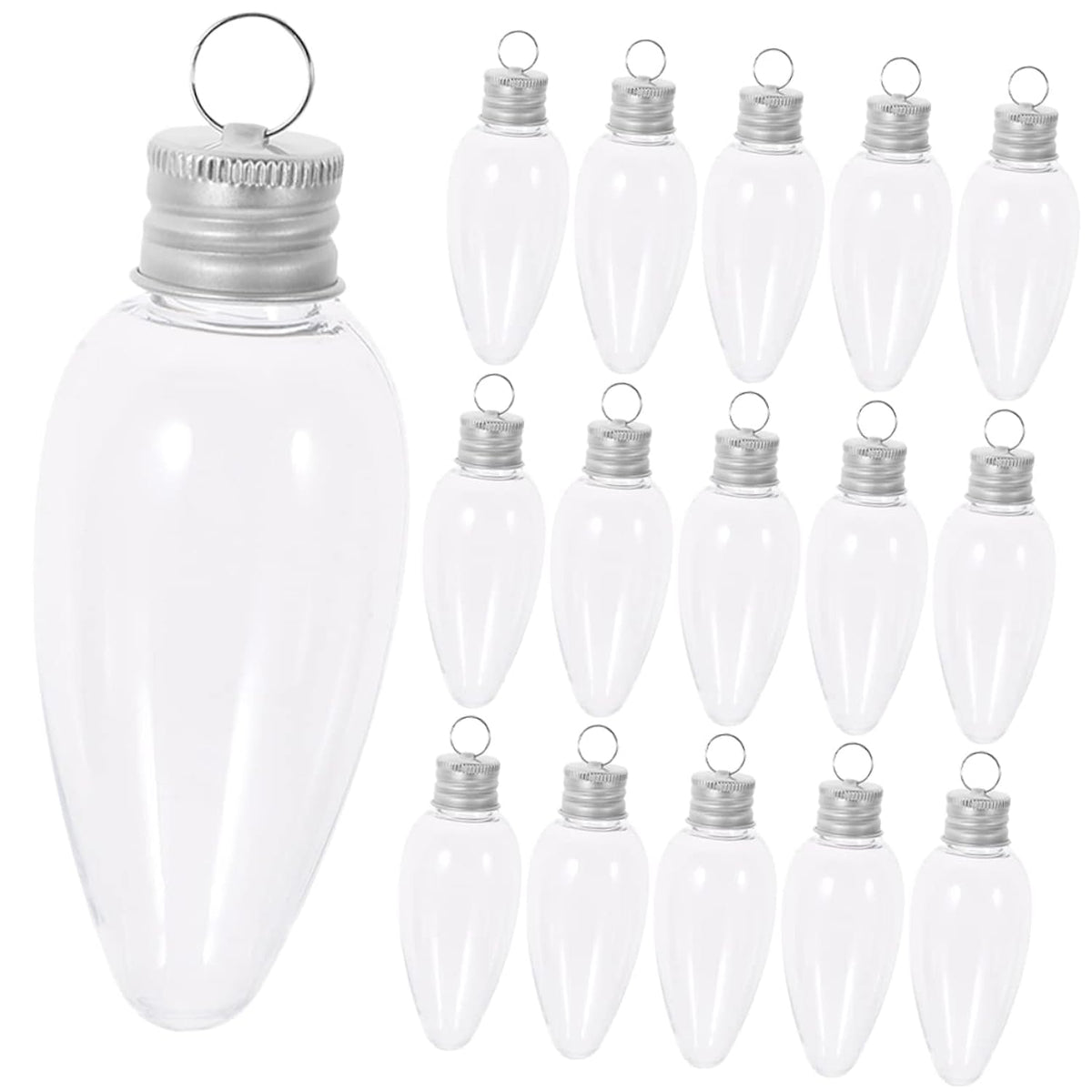 Small Light Bulb Candy Bottle Ornament Container Cajitas De Para Stocking Stuffer Hanging Light Fillable Bulb Clear Christmas Baubles Candy 24Pcs
