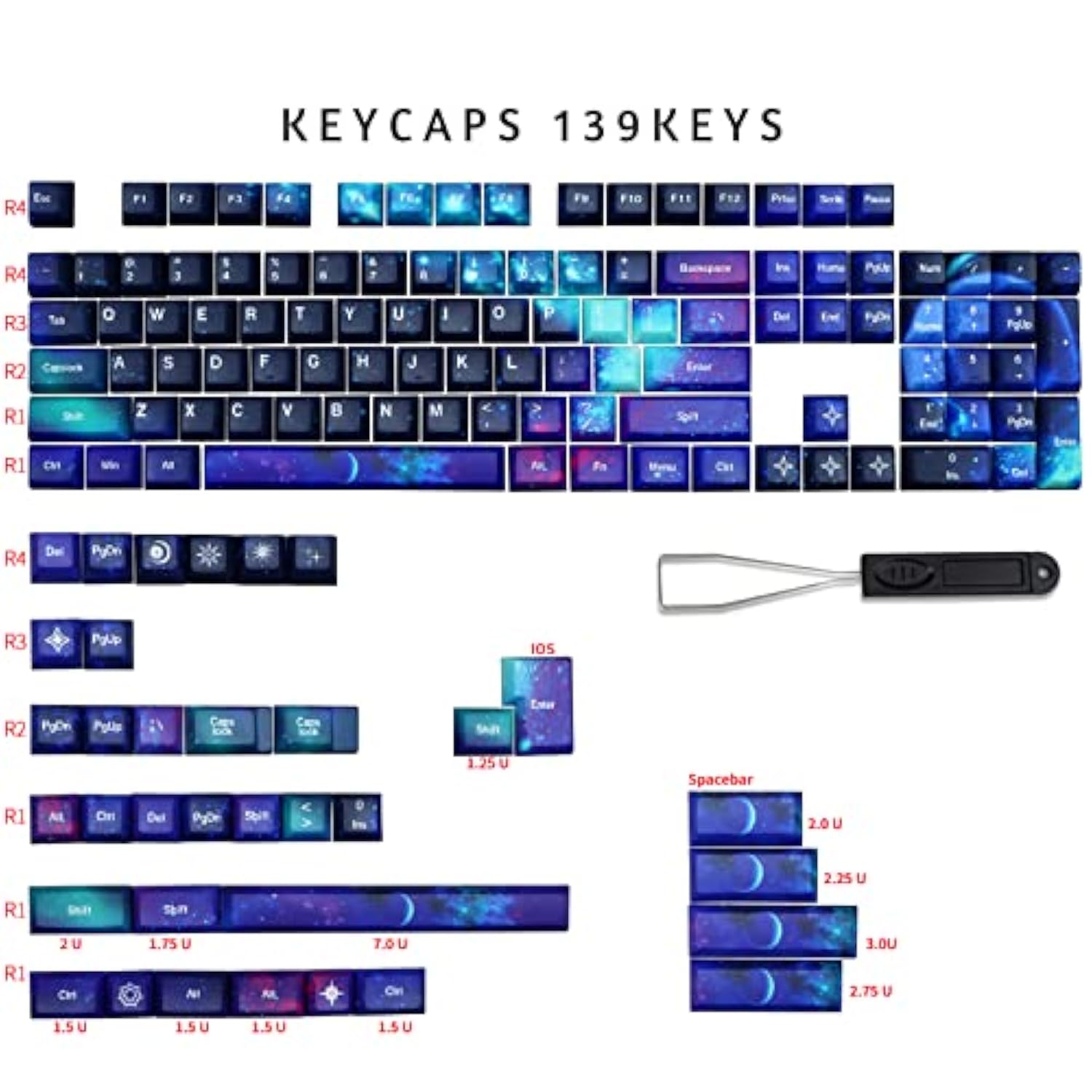Keycaps Starry Sky 139 Set For Mechanical Keyboard, Custom Pbt Kca Profile Key