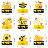 9-Piece Bumble Honeycomb Centerpieces - Table Decorations For Birthday Party, Baby Shower, Gender Reveal Party Supplies