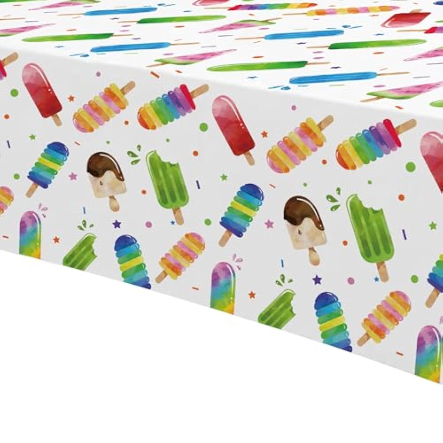 Popsicle Party Tablecloth Decorations - Disposable Ice Cream Popsicle Birthday Party Supplies Tablecover, Summer Popsicle Baby Shower Table Decorations Table Cloths- 3 Pack (54In X 108In)