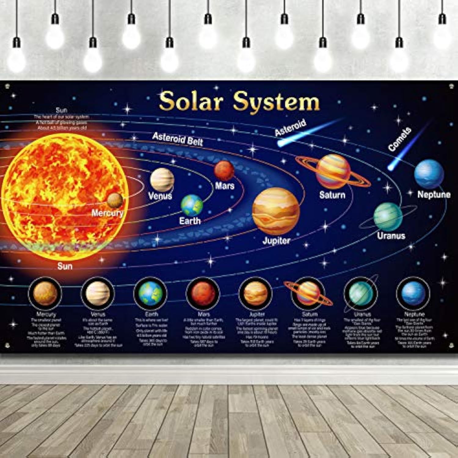 72.8×43.3" Solar System Space Poster for Kids’ Rooms, Parties & Classroom Decor