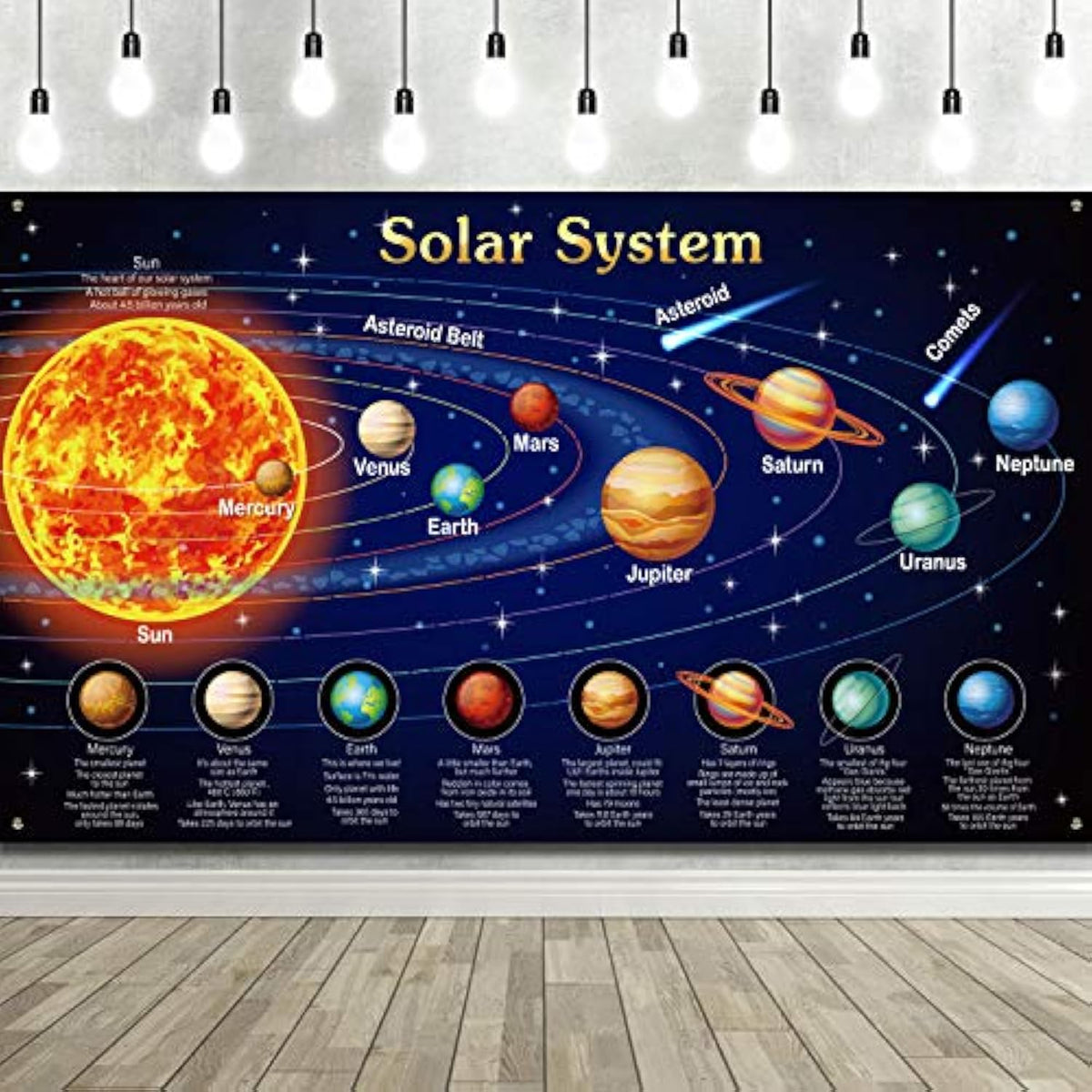 72.8×43.3" Solar System Space Poster for Kids’ Rooms, Parties & Classroom Decor