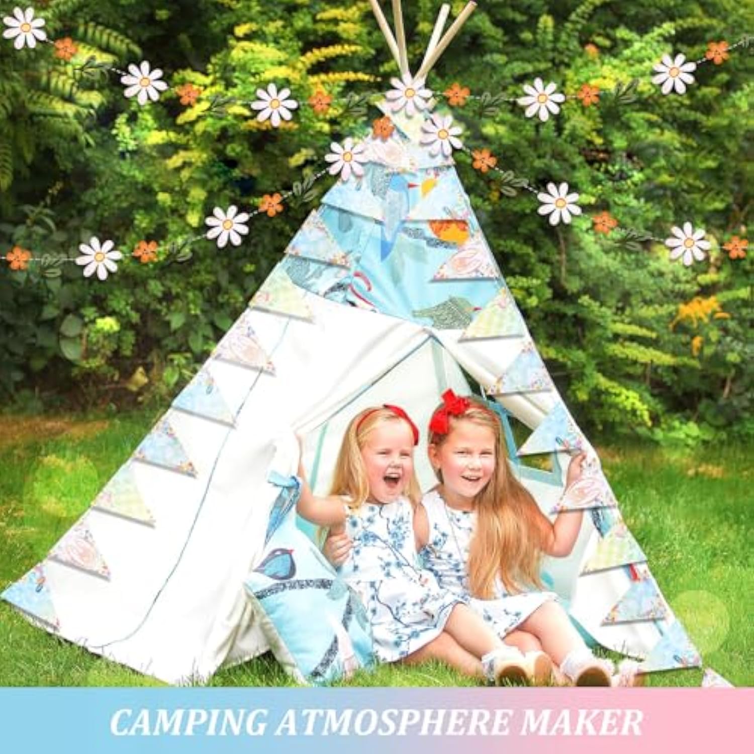 3Pcs Triangle Bunting Banner Garland, Spring Floral Flags Pennant Garlands, Reusable Paper Hanging Decorations, Carnival Theme Birthday Party Outdoor Events Decor Supplies