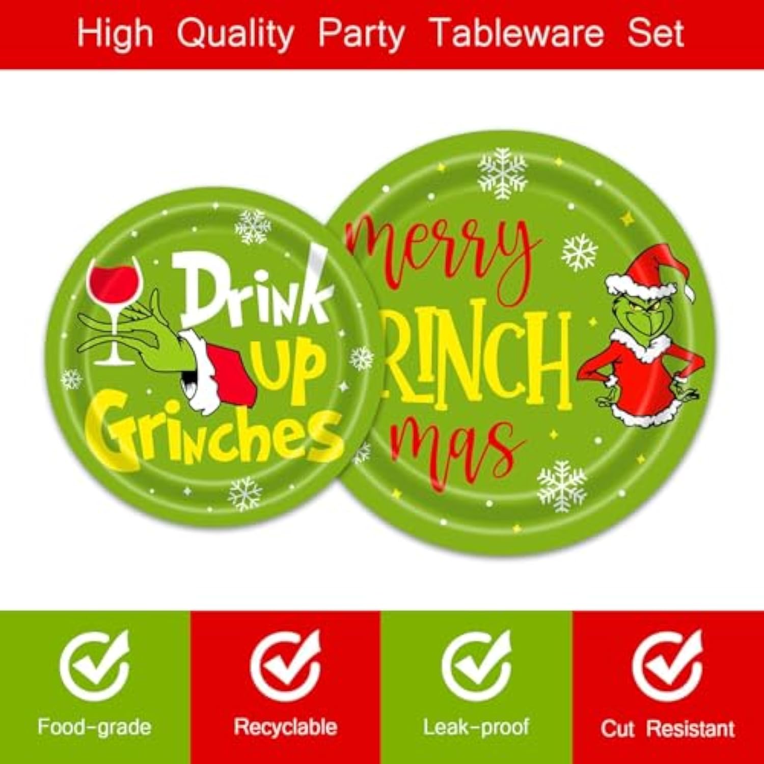 96Pcs Grinchmas Party Supplies Merry Christmas Whoville Winter Holiday Paper Plates And Napkin Tableware Set Xmas Gift For 24 Guests