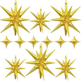 12pc Gold Star Explosion Balloons Large Spike Mylar Cone Party Decor