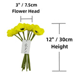 12 Stems Artificial Poppies Real Touch Pu Fake Latex Flowers For Wedding Holiday Bridal Bouquet Home Party Decor (Simple Yellow)