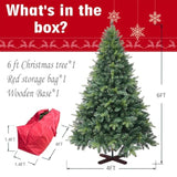 6Ft Artificial Christmas Tree, 1152 Realistic Branch Tips, Easy Assembly Hinged Design, Includes Base