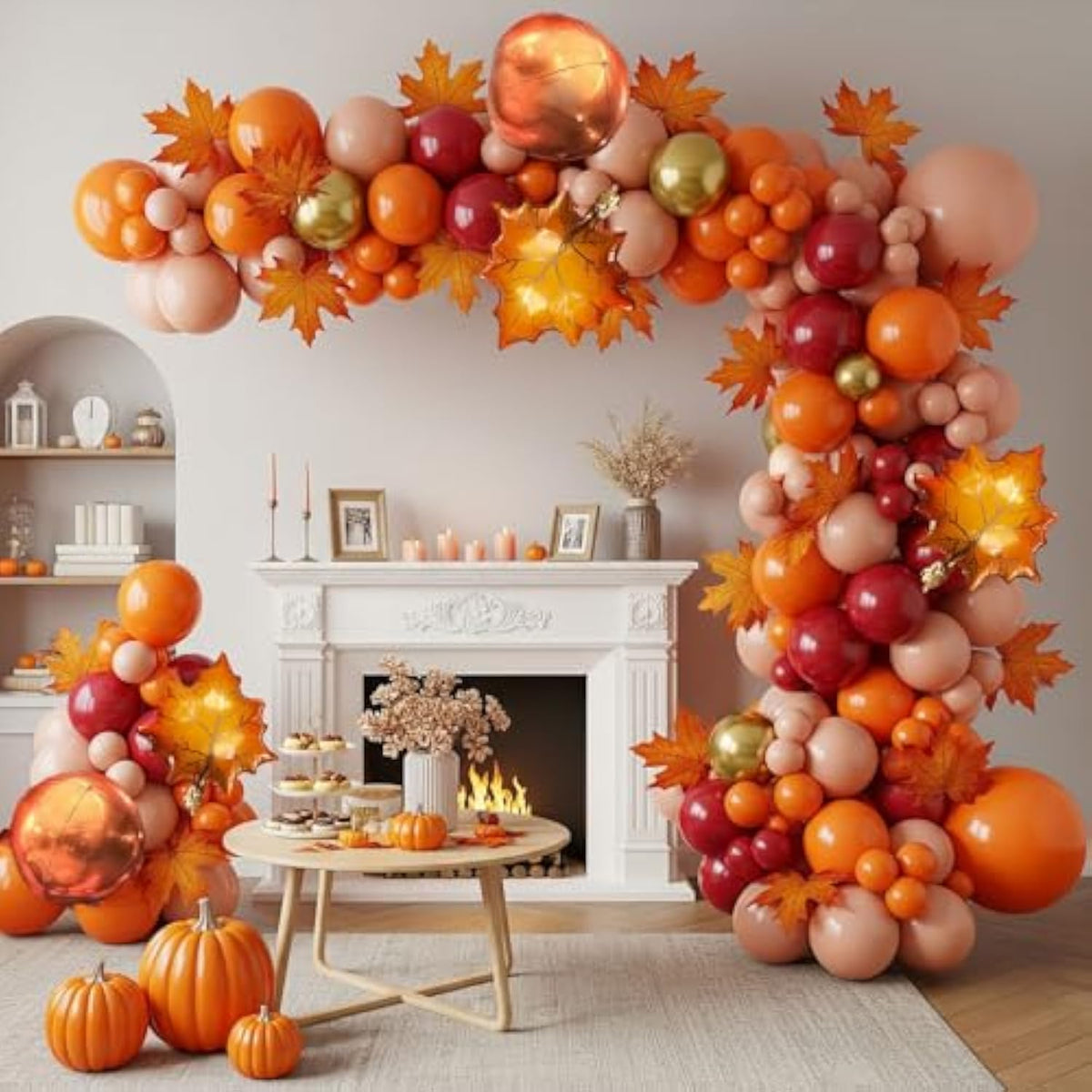 Fall Balloon Arch Kit 110pcs Gold Burgundy Peach Orange Balloons for Baby Shower Party
