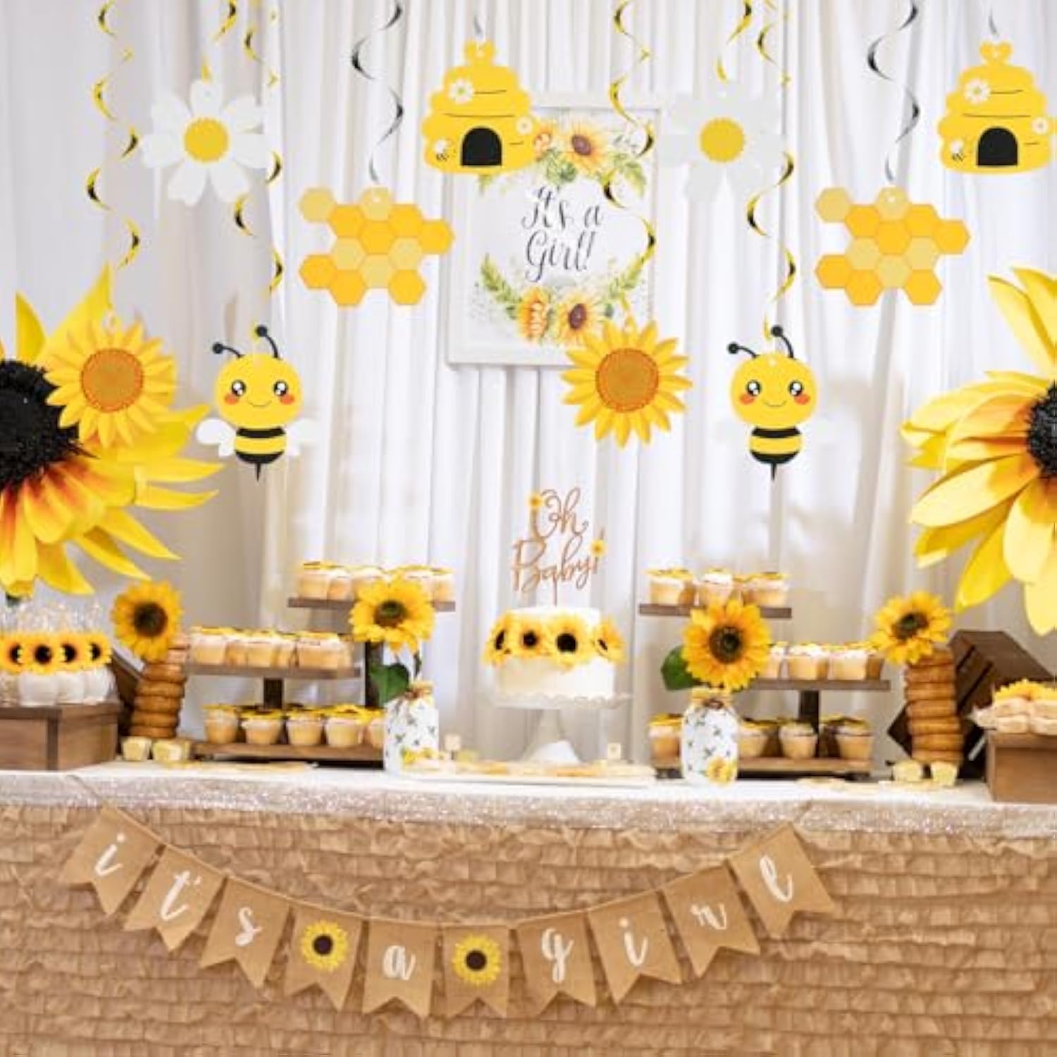 20 Pcs Bee Party Decorations Hanging, Bumble Bee Decor Foil Ceiling Streamers For Kids Birthday Baby Shower Gender Reveal Bumblebee Themed Party Supplies