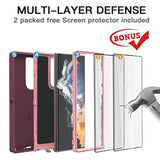 For Galaxy S22 Ultra Case With Screen Protector, Heavy Duty Drop Protection Rugged Shockproof/Dustproof Rugged Durable Case For Samsung Galaxy S22 Ultra 6.8" (Night Purple/Baby Pink)