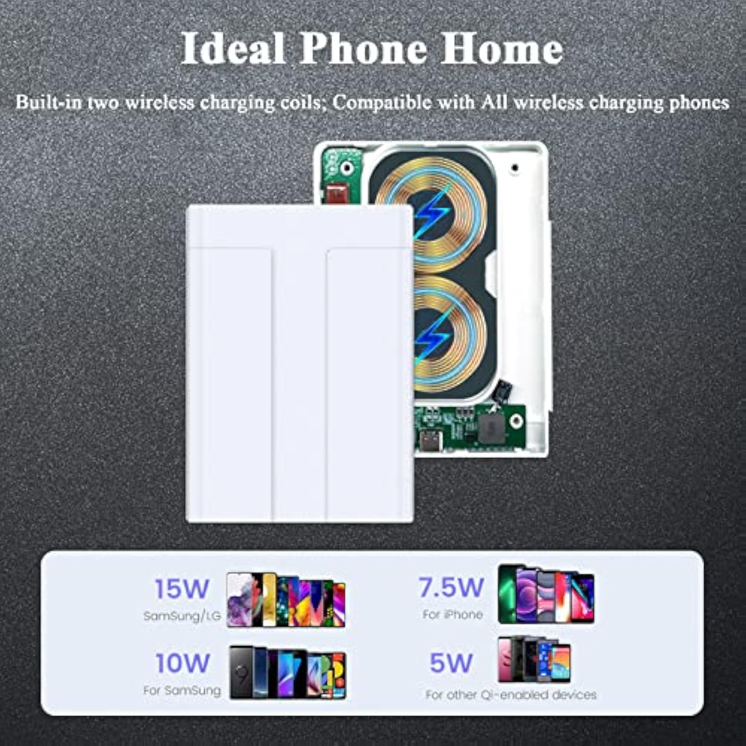 P2 Wireless Charger Wall Mounted, Wireless Phone Charger For Bedside/Desk/Garage/Kitchen,15W Fast Charging Station Works With Iphone 16/15/14/13/12/11/X & Galaxy S25/S24/S23/S22/S21/S20 Series