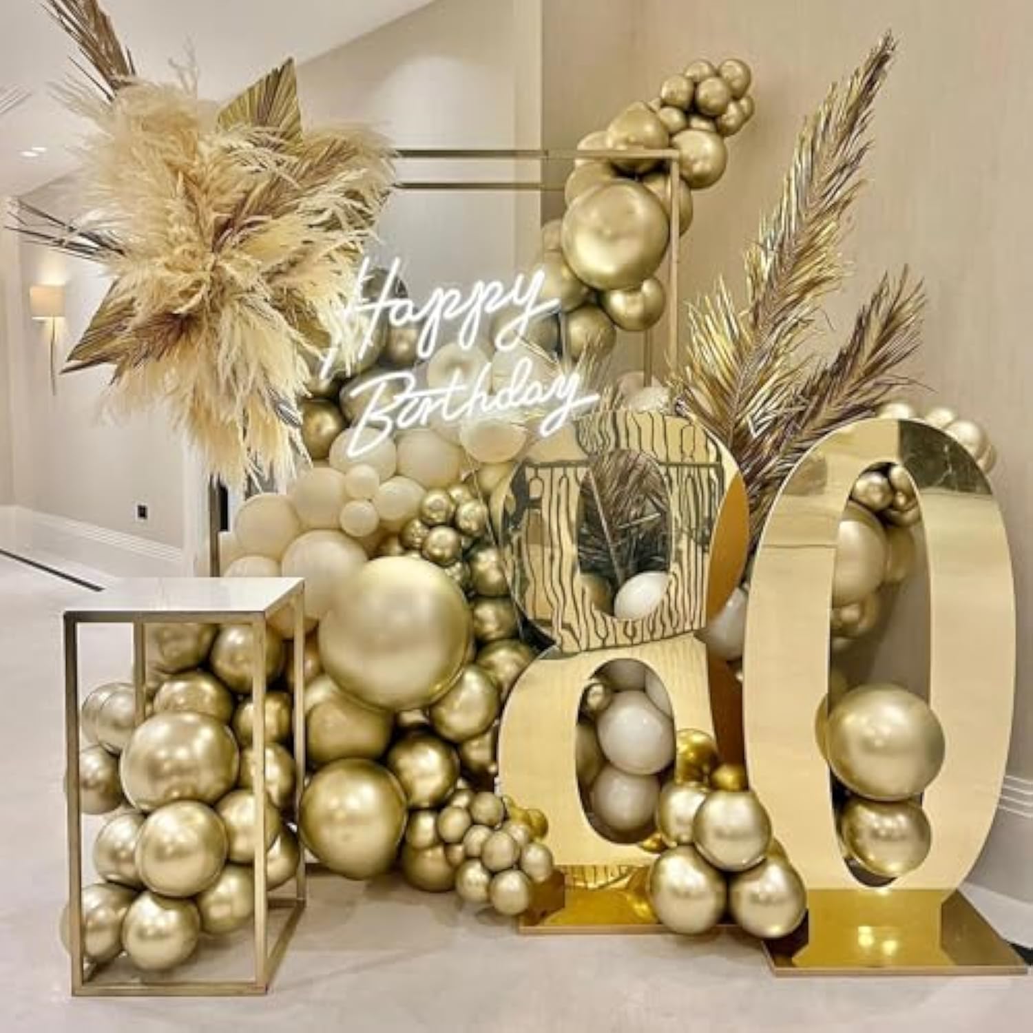 Metallic Gold Balloons, 12Inch Chrome Light Gold Balloons 30Pcs Champagne Gold Metallic Party Balloons Golden Helium Latex Balloon For Birthday Baby Bridal Shower Boho Wedding Party Decorations