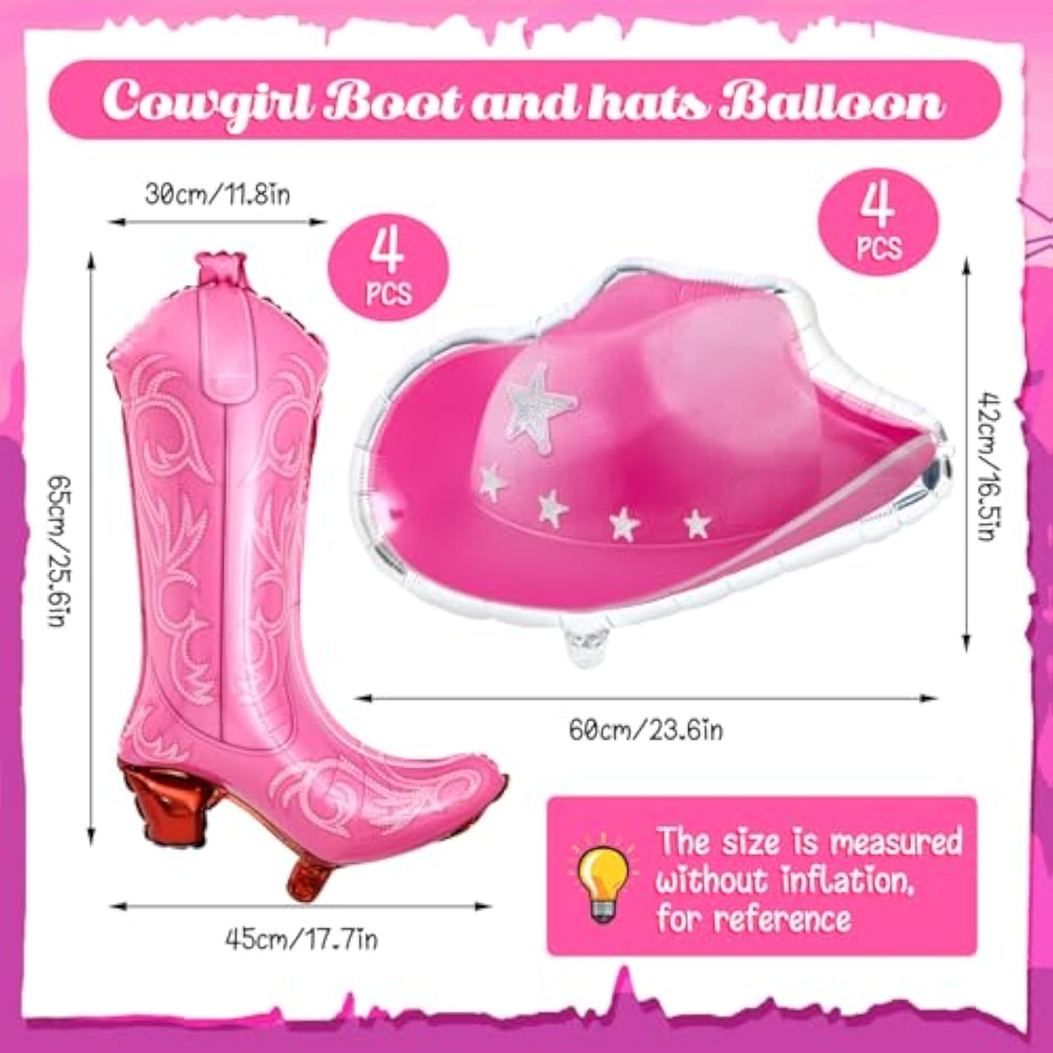 8 Pcs Cowgirl Boot And Hat Balloons Pink Cowgirl Cowboy Balloon Foil Western Themed Party Balloons Decorations For Western Birthday Disco Country Cartoon Cat Theme Party
