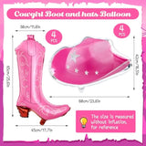 8 Pcs Cowgirl Boot And Hat Balloons Pink Cowgirl Cowboy Balloon Foil Western Themed Party Balloons Decorations For Western Birthday Disco Country Cartoon Cat Theme Party