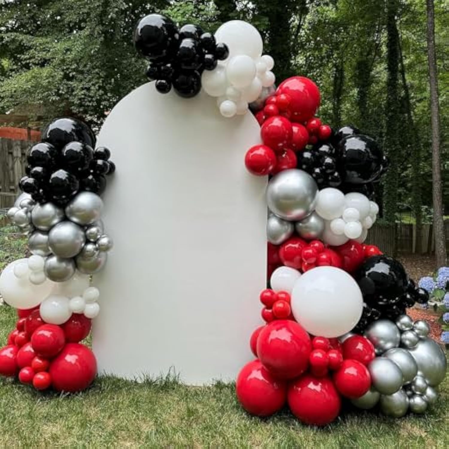 60 Red Black Balloons Double Stuffed 12inch Metallic Silver Party Decor