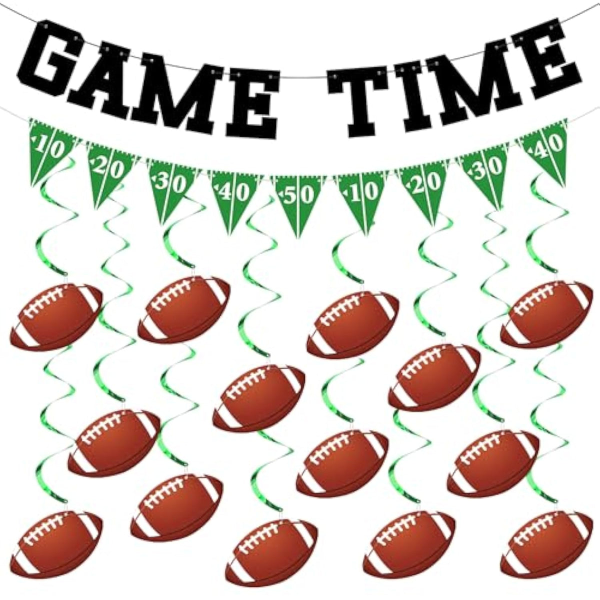 41 Pcs Football Hanging Swirl Banner Decorations Football Party Decoration Kit Include Game Time Pennant Banner Hanging Spirals For Game Day Sport Tailgate Party Supplies