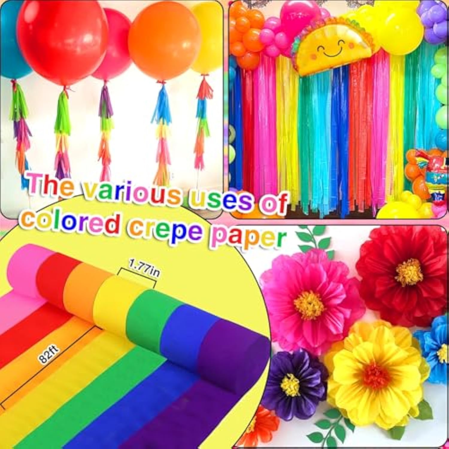 Fiesta Birthday Party Decorations, Mexican Birthday Party Decorations, Picado Banner, Banner, Taco Llama Cactus Balloons Garland, Paper Streamers For Mexican Carnival Bday Decor