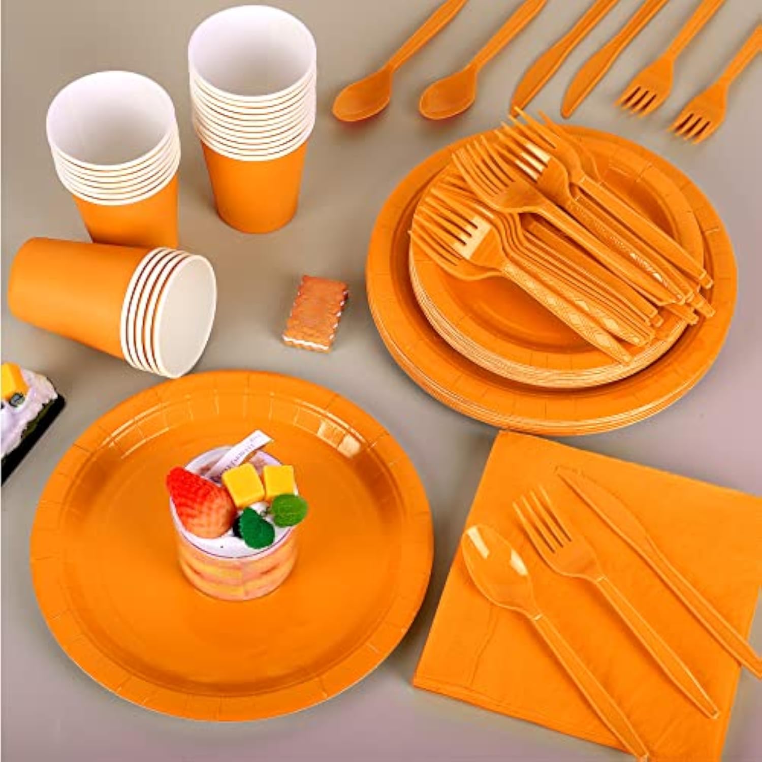 169-Piece Orange Party Pack: Plates, Cups, Napkins, Utensils, Tablecloth For 24 Guests - Orange Wedding Or Birthday Party Decorations