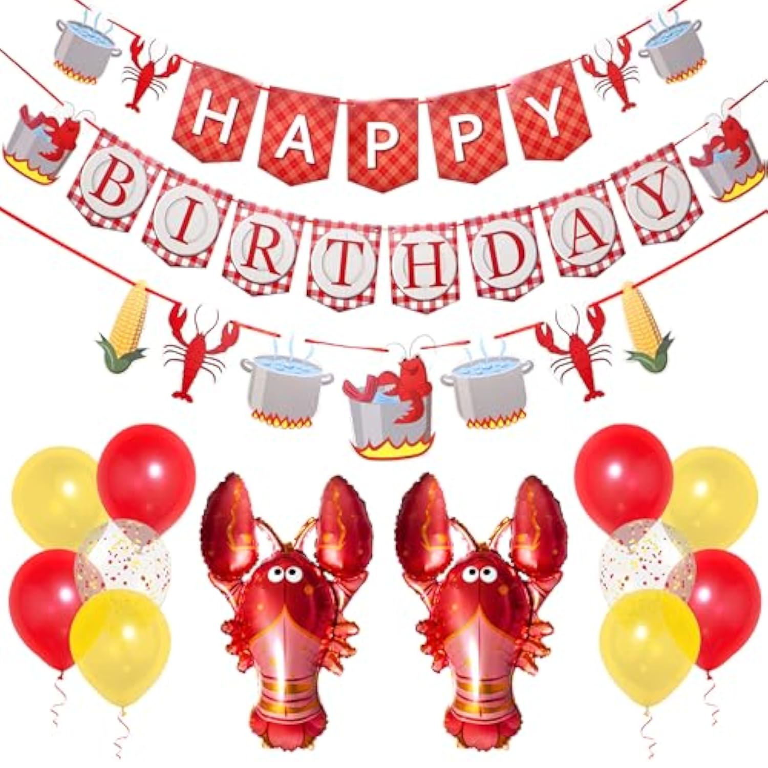 Crawfish & Lobster Birthday Party Banner and Seafood Boil Decorations Set