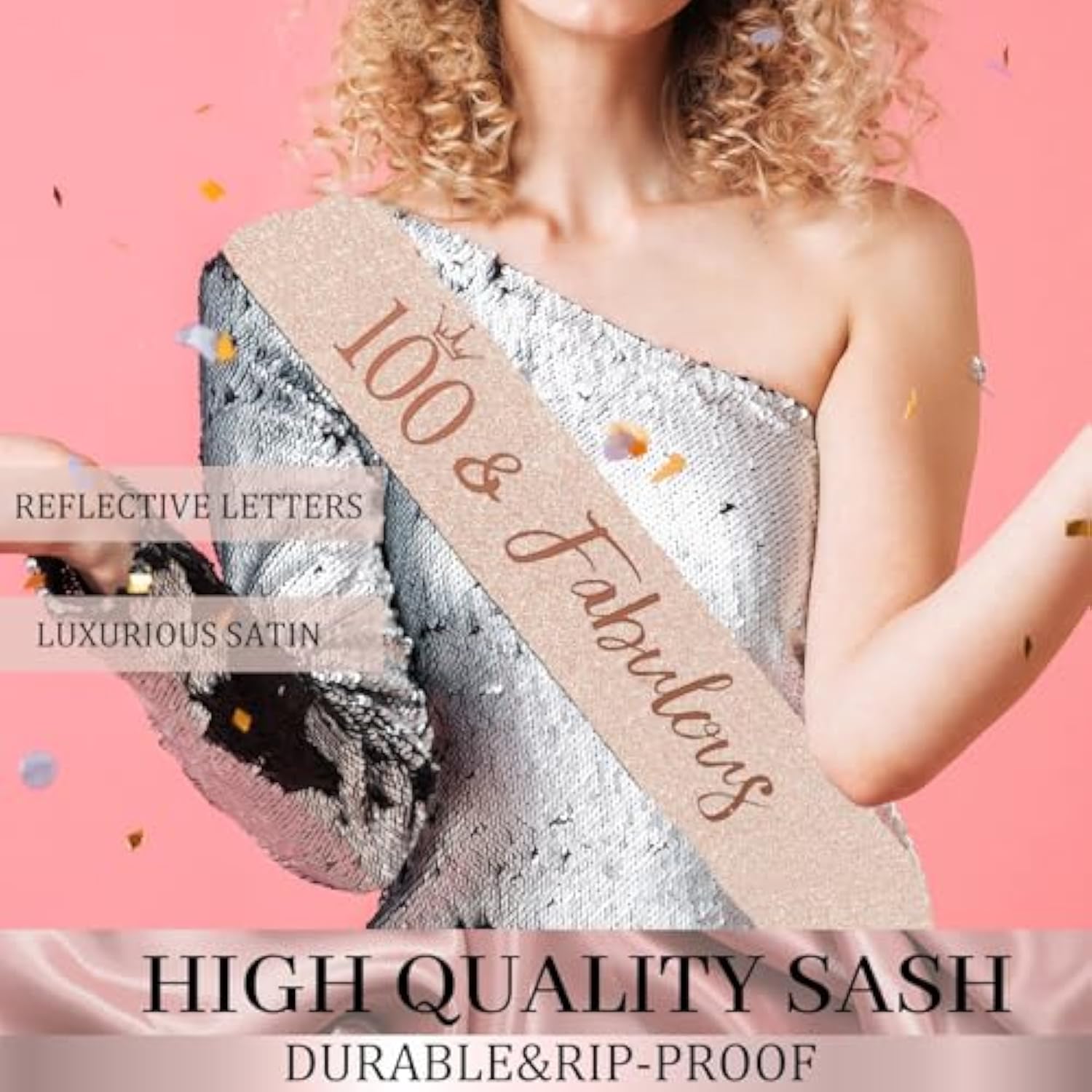 100Th Birthday Decorations Balloon Set Women Arch, Rose Gold 100Th Banner And Party Tablecloth, Belt And Tiara, Pink Gold 100Th Balloon, Pink Birthday Cake Topper, Latex Balloon * 60