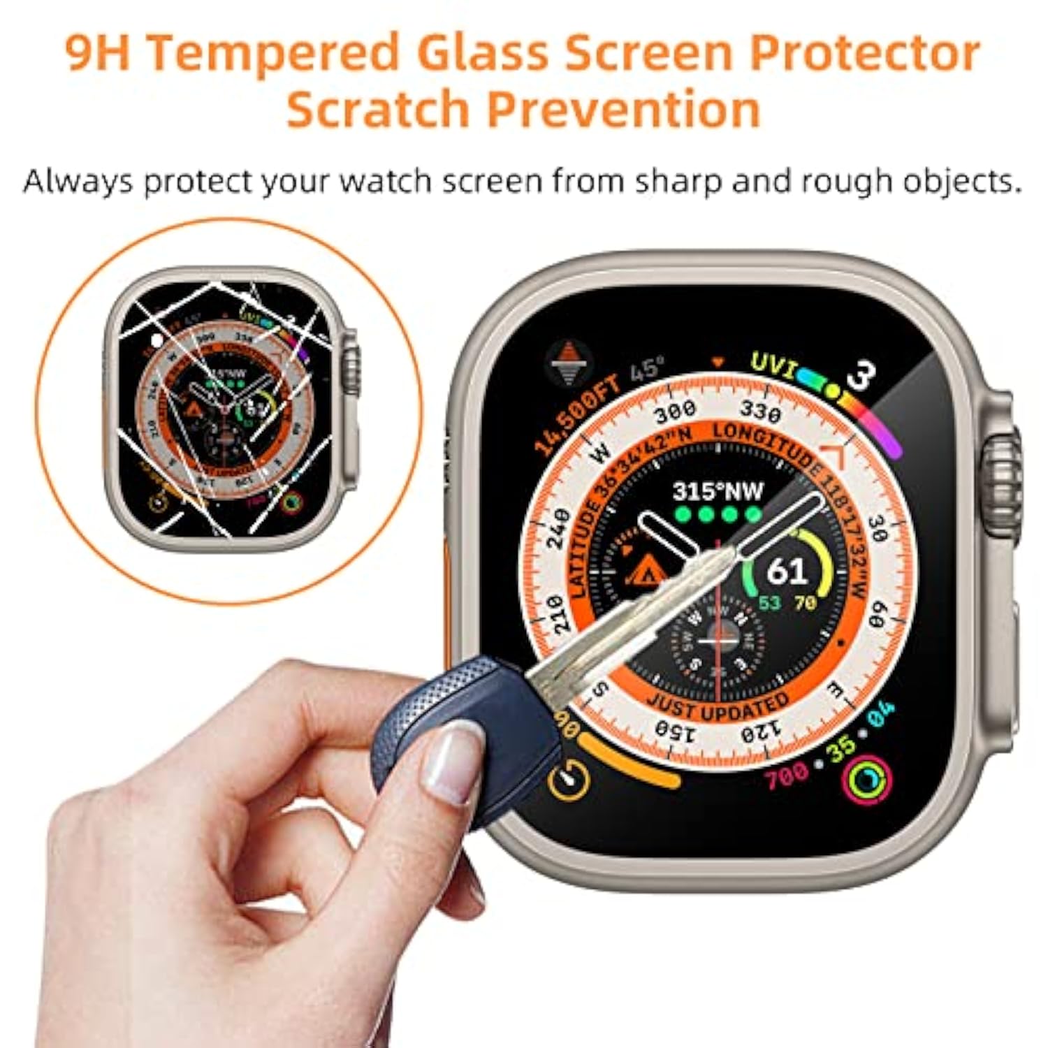 3 Pack Screen Protector Compatible With Watch Ultra 2/1 49Mm, Screen Protector With Easy Installation Kit For Iwatch Ultra 49Mm, Full Coverage