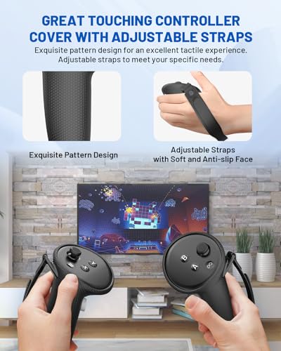 Protective Case For Meta Quest 3, Accessories For Meta Quest 3, Impact And Scratch-Proof Case With 1 Headset Cover, 2 Controller Grip, 4 Joystick Caps And More