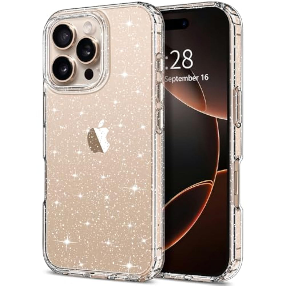 For 16 Pro Max Case Glitter, Clear Glitter Sparkly Shiny Bling Sparkle Cute Cover, Anti-Scratch Soft Tpu Slim Fit Shockproof Protective Phone Cases For Women Girls, Clear Glitter