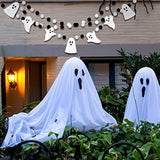 3Pcs 8.2ft Halloween Ghost Pom Pom Ball Garlands Felt Banner Indoor Outdoor Decor
