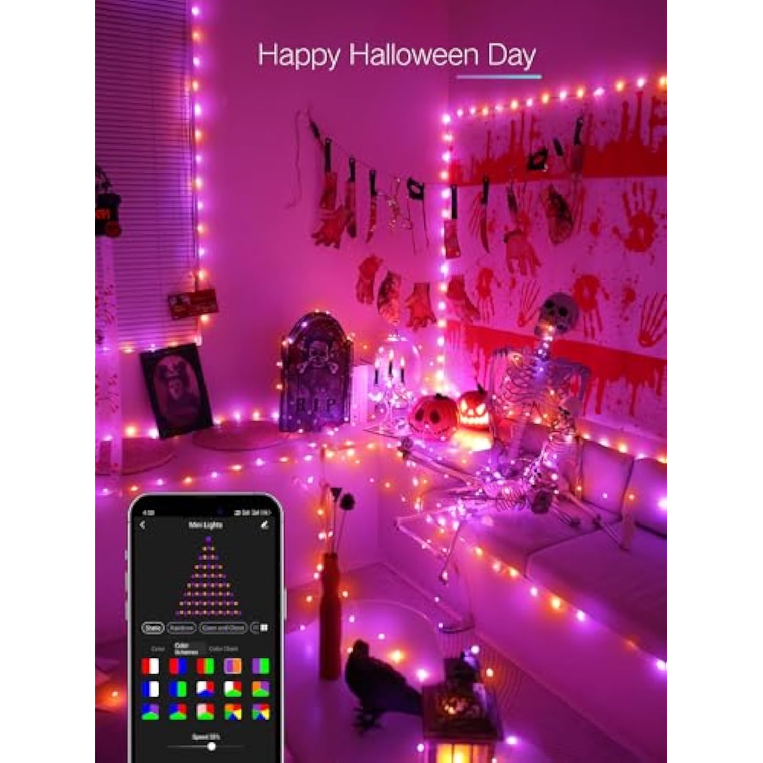 Smart Fairy Lights, 66Ft 200 Led String Light Wifi Smart Christmas Lights App Controlled, Rgb Color Changing Mini Light