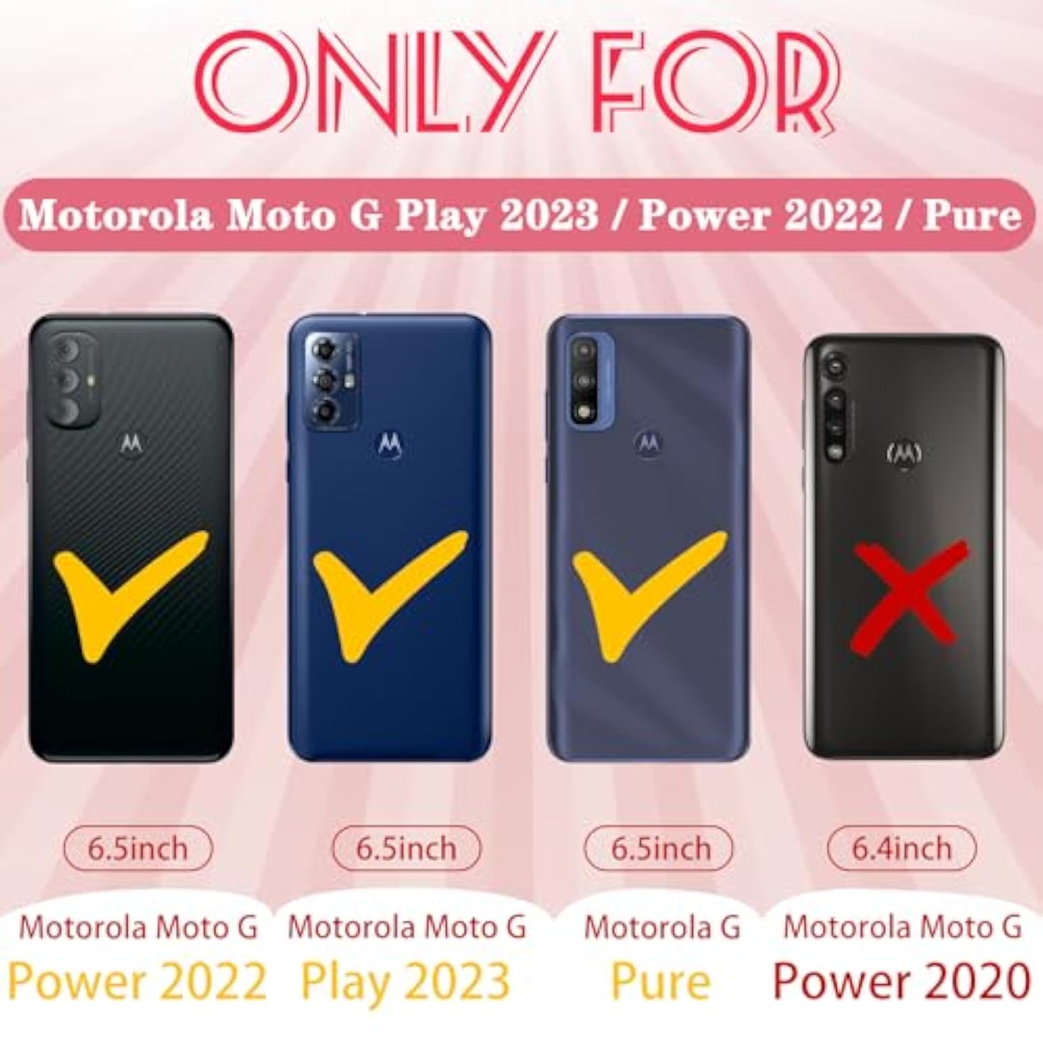 For Motorola Moto G Pure/G Power 2022 Case/G Play 2023 Case,Women Girls Cute Strawberry Style Heavy Duty Military Grade Protctive Shockproof G Pure/G Power 2022/G Play 2023 Hard Phone Cases