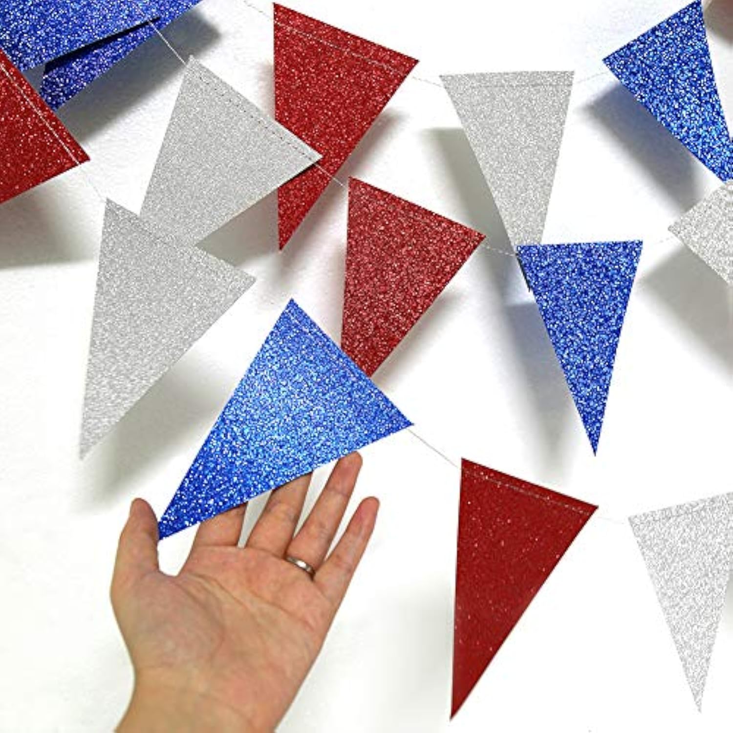 Red White Blue Patriotic Triangle Flag Banner Fourth Of July Decorations 4Th July Garland Pennant Bunting Decor Memorial Day Usa Party Decorations For Independence Day Parade