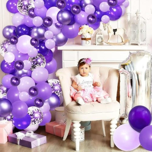 Purple Shades Balloons Garland Arch Kit-116Pcs 5"/10"/ 12" Dark Pastel Light Metallic Confetti Purple Balloons Arch Set For Wedding Birthday Baby Shower Graduation Party Decorations