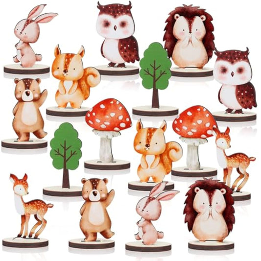 16 Pcs Woodland Animals Wood Table Centerpieces Forest Animals Cutout