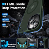 Magnetic For Iphone 13 Case & Iphone 14 Case For Magsafe [10Ft Military Grade Protective] Slim Translucent Matte Back Silicone Edge For Iphone 13 / Iphone 14 Phone Case (6.1"), Alpine Green