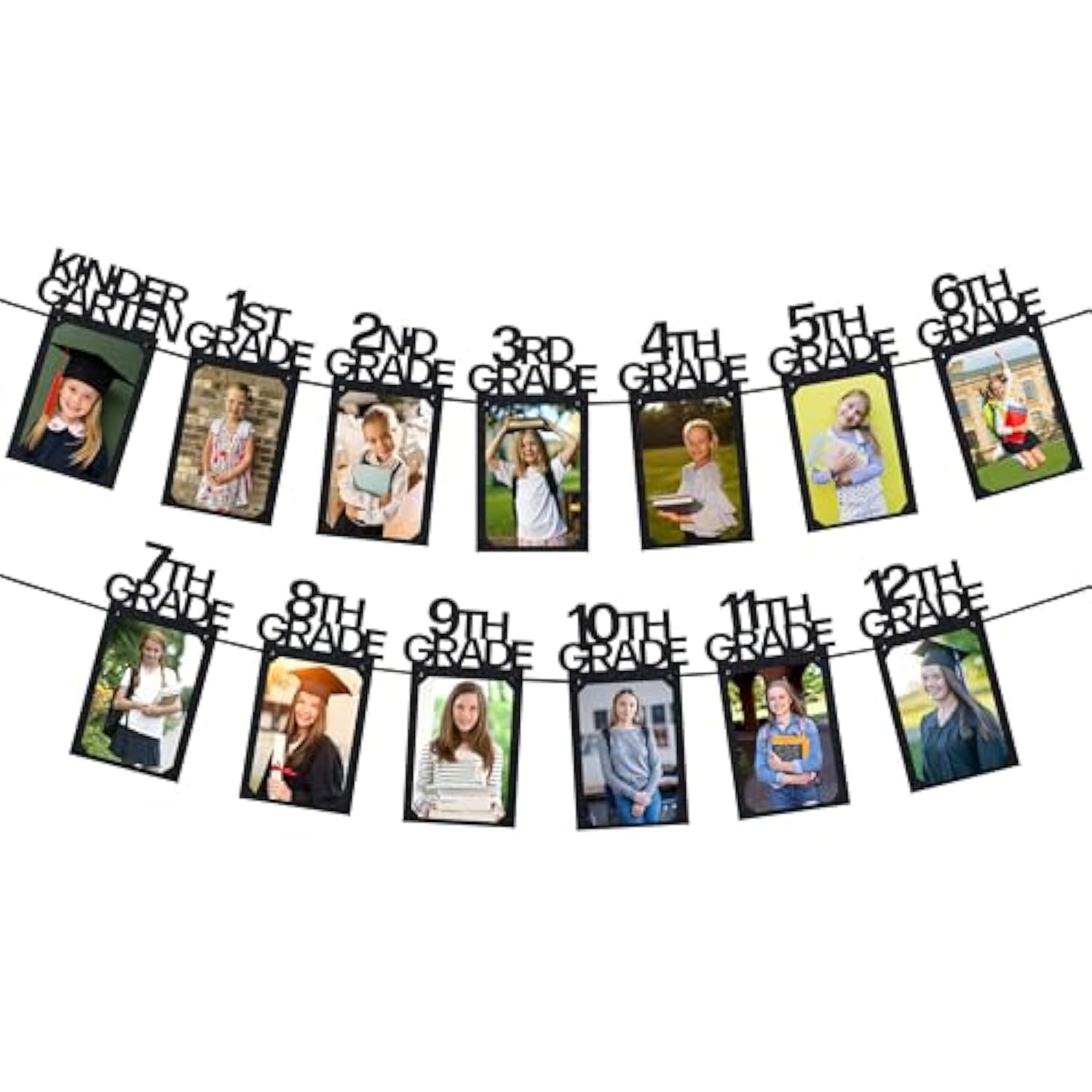 Graduation Photo Banner K-12, Kindergarten To 12Th Grade For Middle/Junior, High/Senior Graduation Decorations 2025 | Class Of 2025 Party Decorations |Pictures Party Supplies (Pre-Strung)