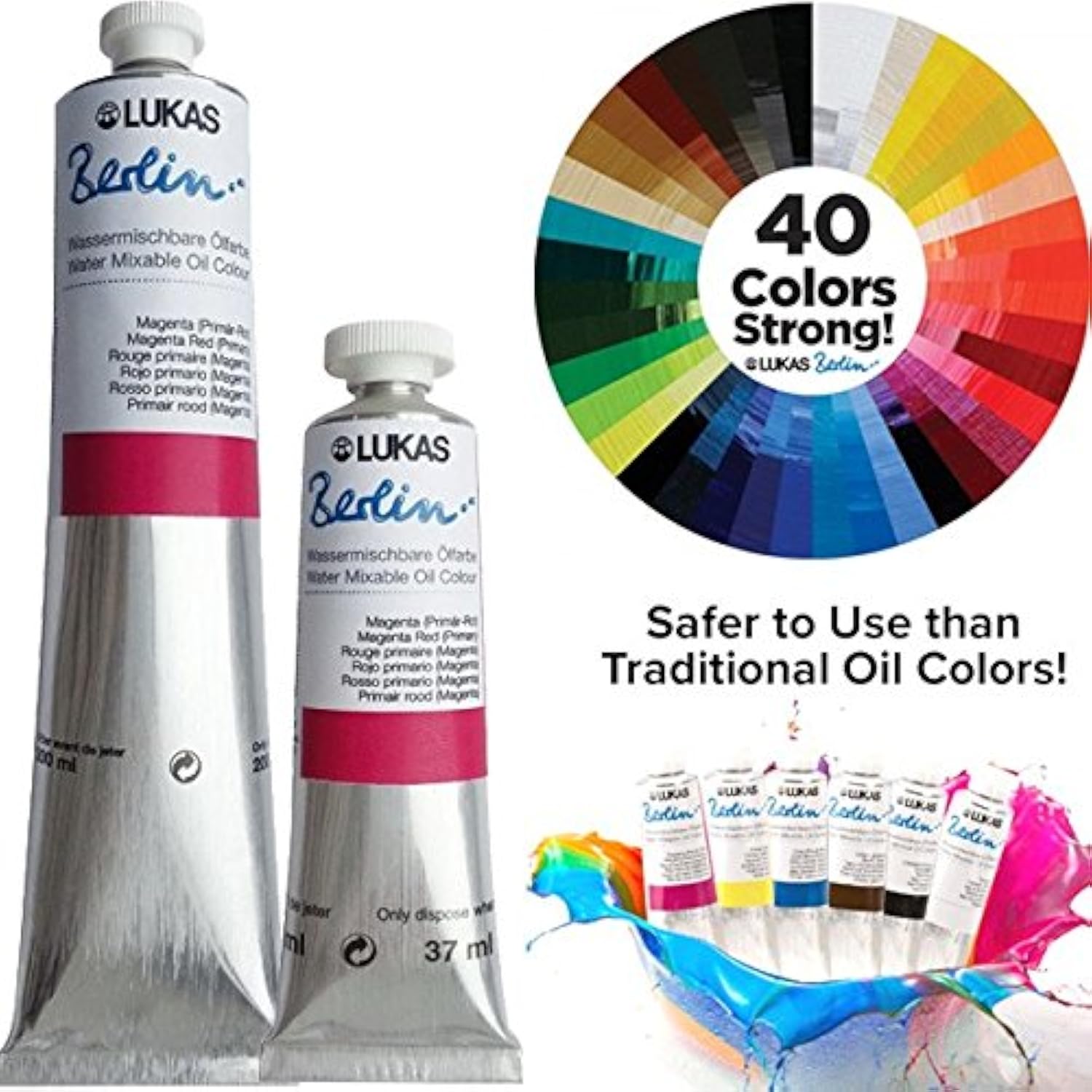 LUKAS Berlin Pro Artists Water Mixable Oil Paint 37 ml Tube Mauve, Water Soluble, Lightfast Pigments, Quick Drying, Easy Clean-Up, Eco-Friendly, Professional Quality, 40 Color Range