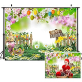 7X5Ft Spring Easter Backdrop Pink Flower Garden Photography Backdrop Easter Decor Banner Kids Children Birthday Banner