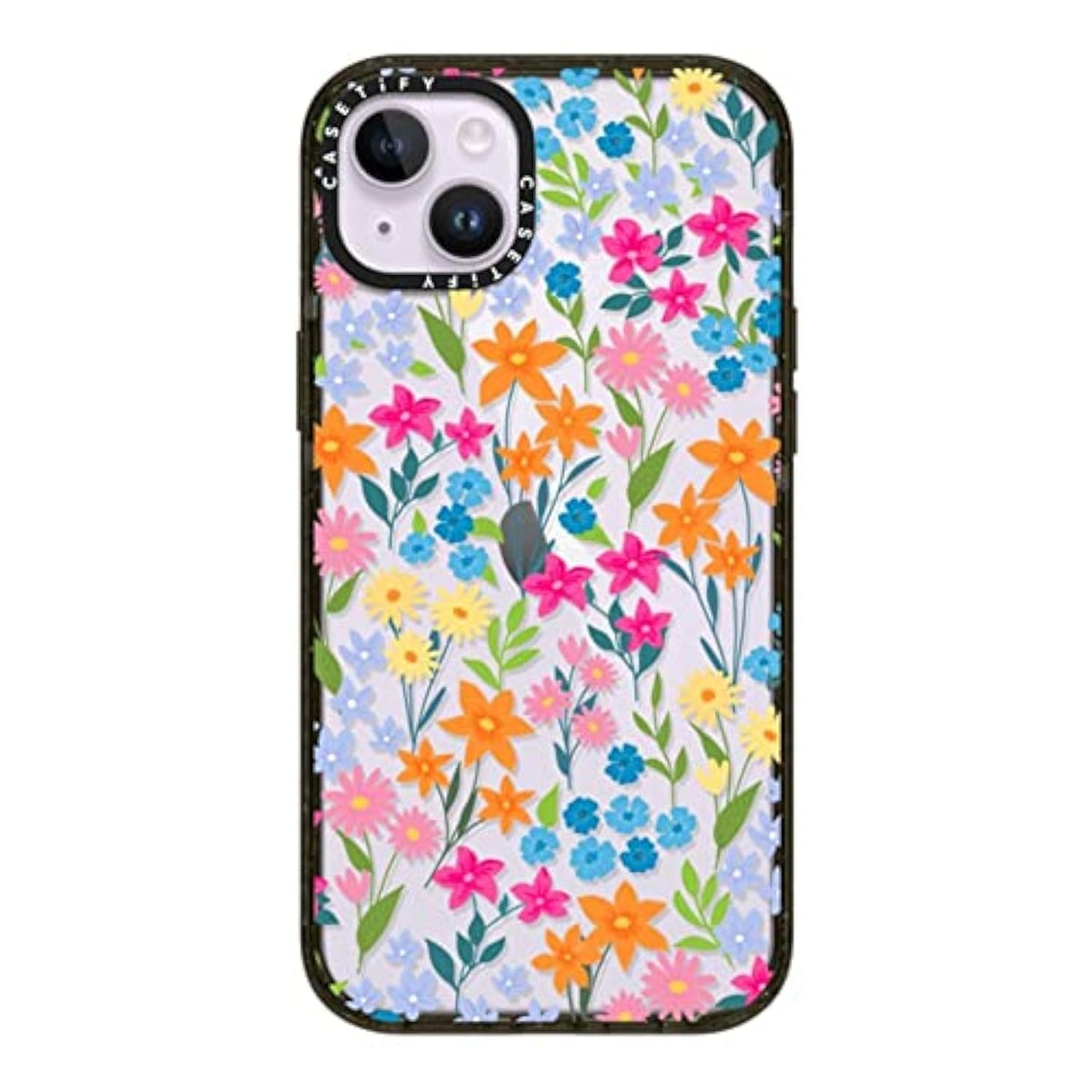 Impact Iphone 14 Plus Case [4X Military Grade Drop Tested / 8.2Ft Drop Protection] - Bright Spring Flowers - Glossy Black