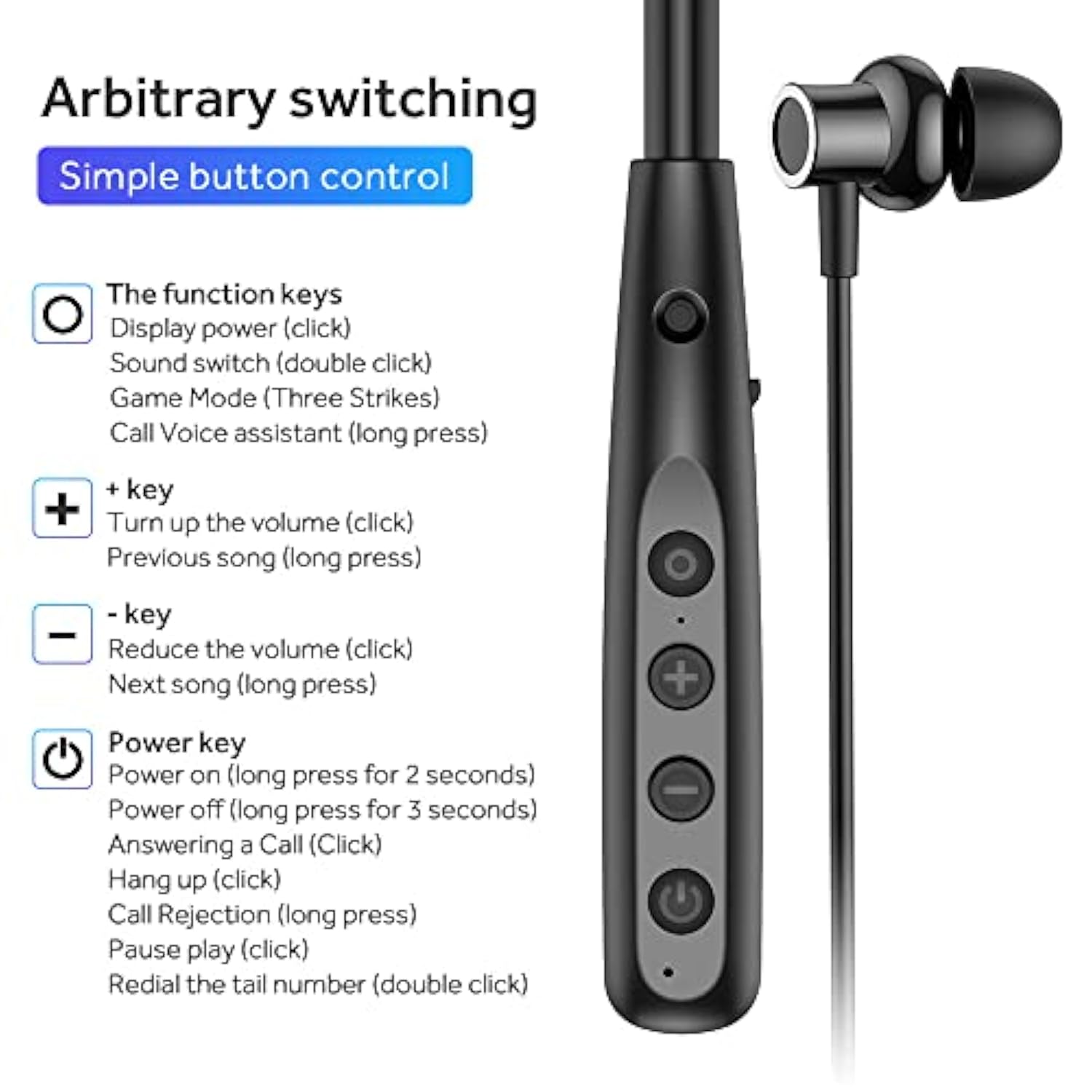 Wireless Waterproof Sports Earphones With 100 Hours Of Playback Time, Bluetooth Earphones With Microphone, In Ear Noise Reduction, Used For Gym Running And Exercise (Y10)