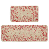 Pink Love Heart Valentines Kitchen Mats Set Of 2, Home Decor Low-Profile Kitchen Rugs For Floor - 17X29 And 17X47 Inch