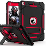 Case For Ipad 9Th/8Th/7Th Generation 2021/2020/2019(10.2 Inch), Heavy Duty Grade Shockproof Rugged Protective 10.2" Cover With Built-In Stand For Ipad 9 8 7 Gen (Black+Red)
