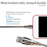 Metal Braided Usb Fast Charging Cable, Stainless Steel, Strong Durable Wire, Tangle Free, Heavy Duty, Chew Proof, Usb2.0 Cables Sync Charger Cords - 6Ft 2Pack