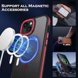 Case For Iphone 14, Iphone 13 Phone Case 6.1-Inch,Magnetic [Compatible With Magsafe] Support Wireless Charging Slim Translucent Matte Men Women Shockproof Protective Back Cover, Black/Red