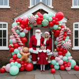 Christmas Balloon Garland Kit with Green, Pink, Red, and Foil Candy Balloons